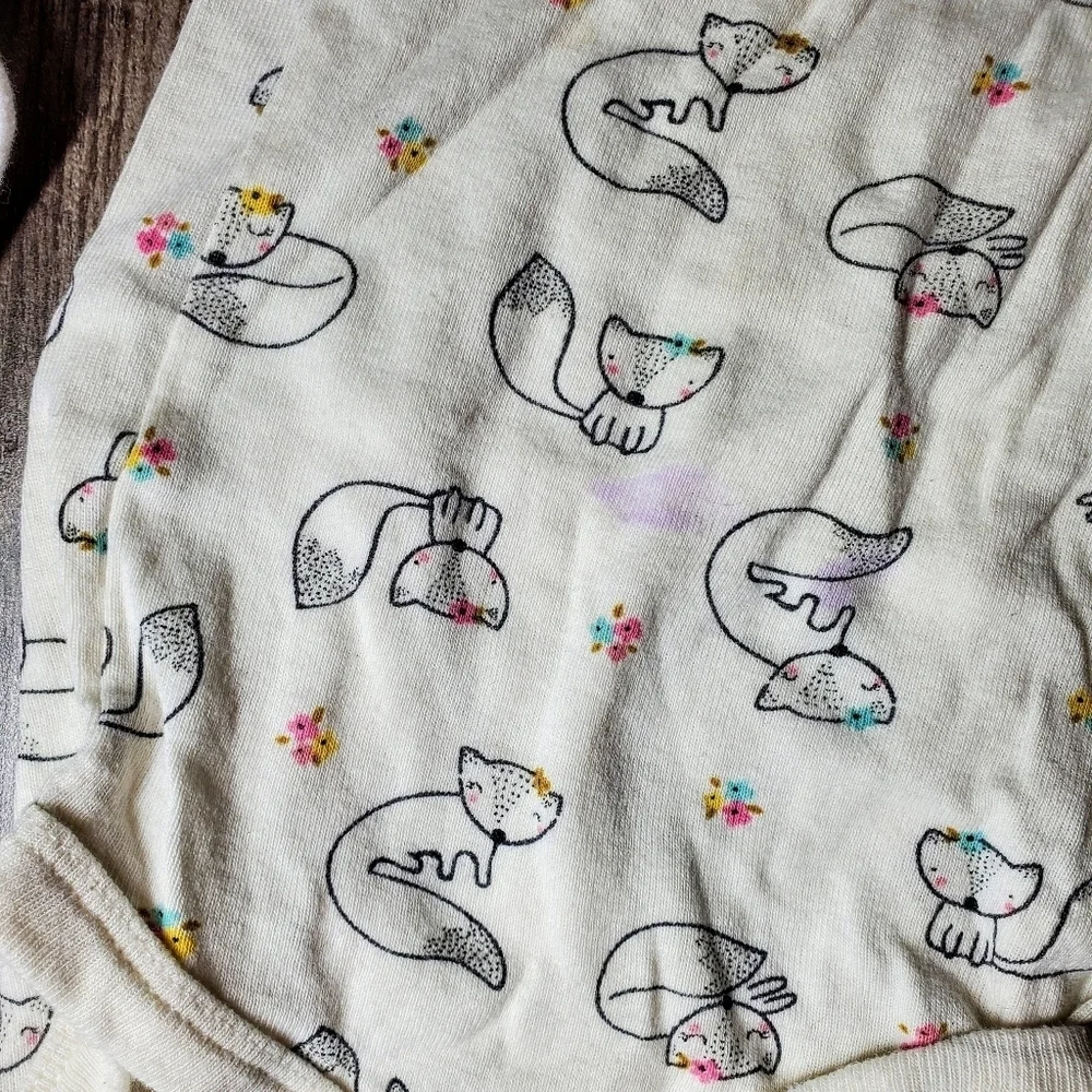 Gerber Baby Girl Pink and White Fox Onesies Bundle Size 6-9m 100% Cotton